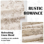 Extra Long Taupe Vintage Floral Linen Curtains Farmhouse 2 Panels | Elisa - Image 4