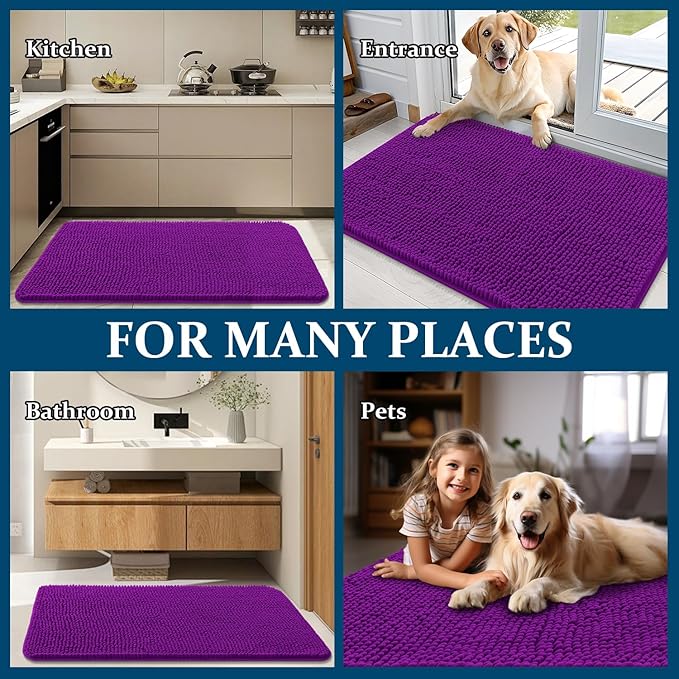 OLANLY Dog Door Mat for Muddy Paws 47x24, Super Absorbent Chenille Mud Mat | - Image 8