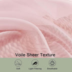 Blush Sheer Curtain 90 Inches Long 2 Panels Set, Solid Filmy Drapes - Image 5