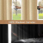 72 Inch Natural 100% Blackout Linen Curtains - Image 4