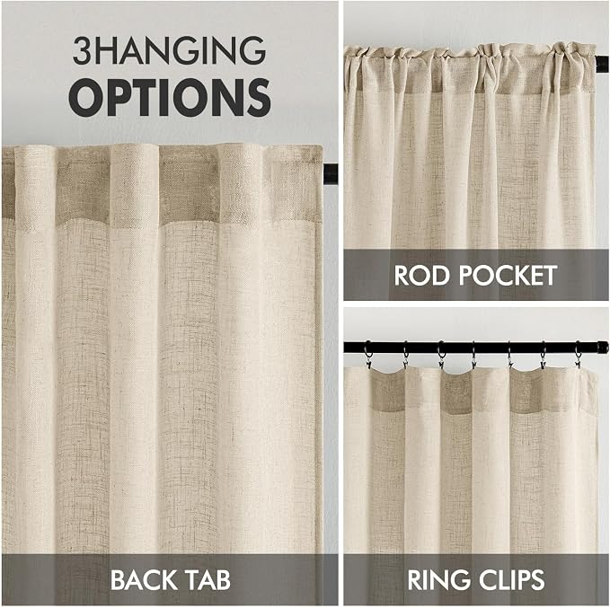MIULEE Linen Curtains 52x84 Inch Length 2 Panels - Image 3