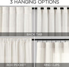Beige White Linen Curtains 84 Inch Length 2 Panels Set - Image 2