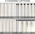 Beige White Linen Curtains 96 Inches Long 2 Panels Set - Image 2