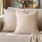 GIGIZAZA Velvet Pillow Covers 22x22 Decorative Pillows Pack of 2 Beige | - Image 6