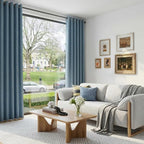100% Blackout Linen Textured Curtains 72 Inch Long, Stone Blue | 100% Blackout - Image 5