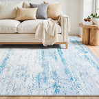 9x12 Washable Area Rug for Living Room Bedroom: Non-Slip Modern Light Blue | - Image 9