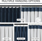 Vision Home Navy Blue Pinch Pleated Full Blackout Curtains Linen Blended Room - Image 4
