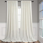Pitalk 90 Inch Curtains 2 Panels Set Cream Ivory Curtain 72 in Wide Back Tab by Pitalk