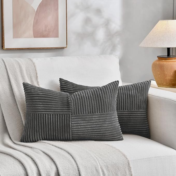 Fancy Homi 2 Packs Dark Gray Lumbar Decorative Throw Pillow Covers 16x28 Inch - Image 5