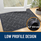 OLANLY Front Door Mat Outside 47x32, All-Season Absorbent Rubber Doormat | Grey - Image 4