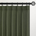 Olive Green Linen Curtains 45 Inches Long by Topfinel