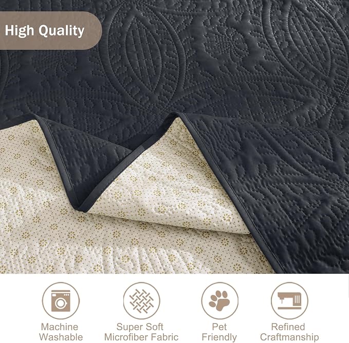 Large Black Recliner Chair Covers, Quilted Décor Water-Repellent Lazy Boy Chair - Image 5
