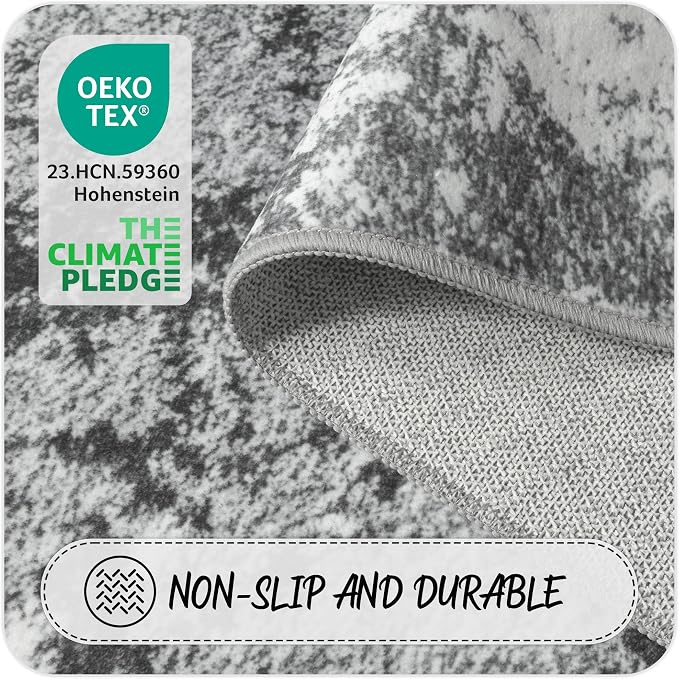 Round Area Rugs 6ft Washable Grey Circle Rug - Image 6