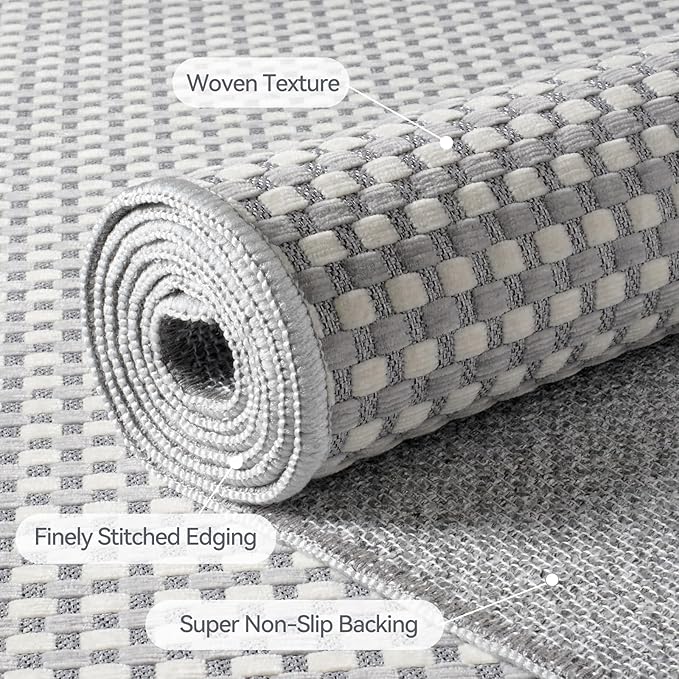 Kitchen Runner Rug Mat Non Slip Hallway Runner Washable Gray 2x6 ft | Boho Soft - Image 5