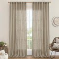 Taupe Sheer Linen Curtains 2 Panels Set Light Filtering Panels | Semi Sheer by LAMIT