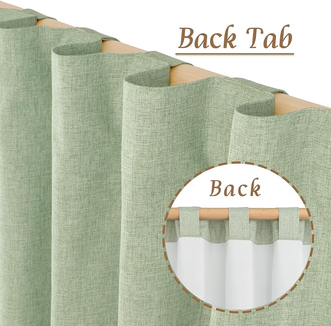Light Green 100% Blackout Linen Curtains - Image 6