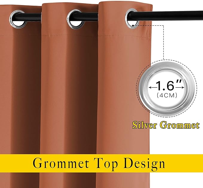 NICETOWN Blackout Burnt Orange Curtains 84 inches Long - Image 3
