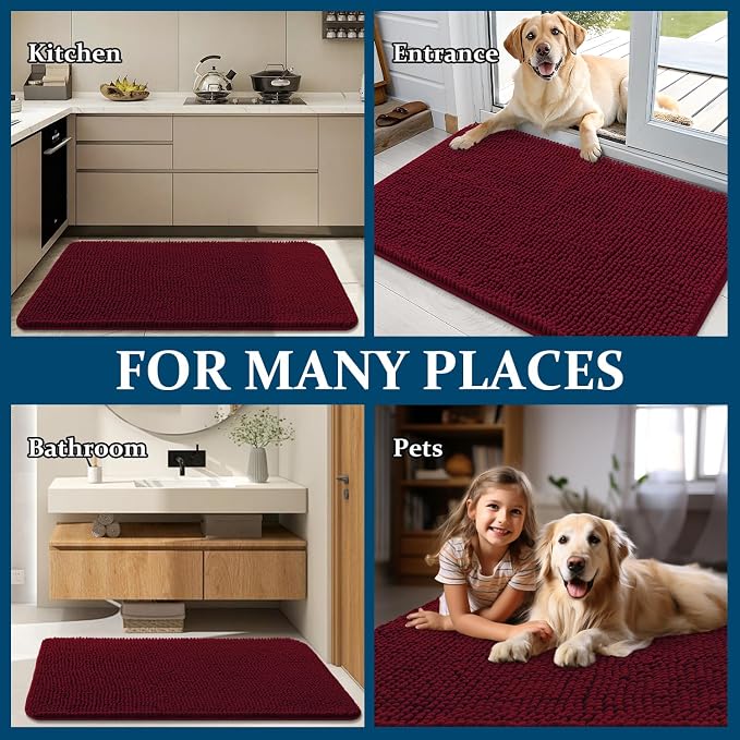 OLANLY Dog Door Mat for Muddy Paws 24x16, Super Absorbent Chenille Mud Mat | - Image 8