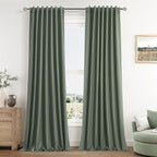 Olive Green 100% Blackout Curtains 84 Inch Length 2 Panels Set by Guken