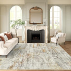 Soalmost Washable Area Rug 8x10 Large Soft Living Room Rugs Grey/Rust | Vintage - Image 2