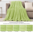 BEDELITE Ribbed Jacquard Cream Lime Fleece Twin Blanket - Image 6