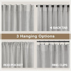 Light Grey Living Room Curtains 84 Inch Length 2 Panels Back Tab Pocket Light - Image 4