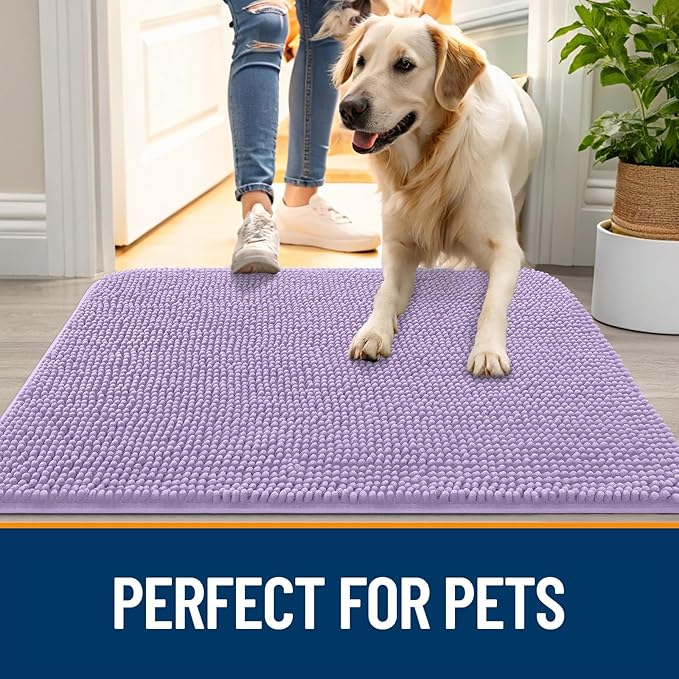 OLANLY Dog Door Mat for Muddy Paws 59x24, Super Absorbent Chenille Mud Mat | - Image 6