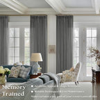 Dark Gray Linen Pinch Pleated Light Filter Curtains 102 Inches Long 2 Panels - Image 2