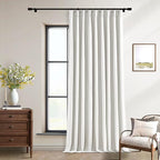 Beige White Pinch Pleated 100% Blackout Linen Curtains W60xL102 1 Panel | Black - Image 6