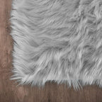 Latepis Washable 5x7 Grey Faux Fur Rugs - Image 5