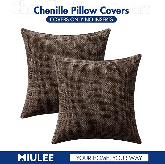 MIULEE Decorative Couch Throw Pillow Covers 22x22 Inch Dark Brown 2 Pack | - Image 6