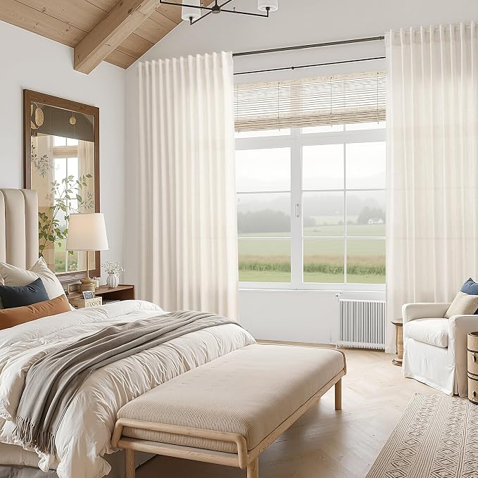Modern Linen Curtains 84 Inch Length 2 Panels Set - Image 7