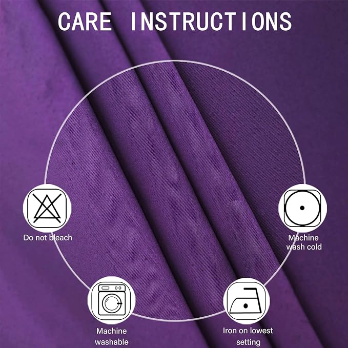 Blackout Curtains 66 x 54 Inch Long Purple Curtains Set of 2 Panels Room - Image 4