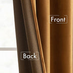 MIULEE Velvet Curtains 52x63 inches 2 Panels Gold Brown Blackout Curtains | - Image 6