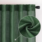 MIULEE Emerald Green Linen Curtains 52x108 Inch - Image 2