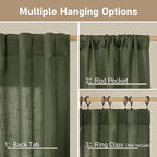 Semi Sheer Window Linen Curtains 54 Inch Length, 34 x 54 Inch | Light Filtering - Image 2