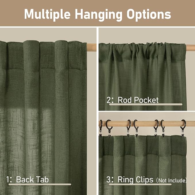 Christmas Short Linen Curtains 36 Inch Length - Image 2