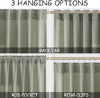 Desert Sage Linen Curtains for Living Room 98 Inches Long Light Filtering Semi - Image 2