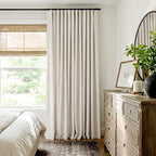 INOVADAY Linen Textured 100% Blackout Sliding Door Curtains 102x90 Beige | 1 - Image 8