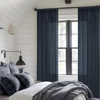 Navy Blue 80 Inch Pinch Pleated Linen Curtains 2 Panels Set | Light Filtering - Image 7