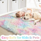 Amdrebio Rainbow Unicorn Shag Kids Rug 5x8 - Image 2