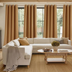 NICETOWN Faux Linen Gold Brown Blackout Curtains 84 inches Long - Image 4