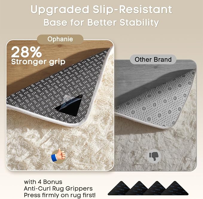 Ophanie Small Rug Washable Non Slip Throw Bedside Area Rugs, Fluffy Soft Mini - Image 4