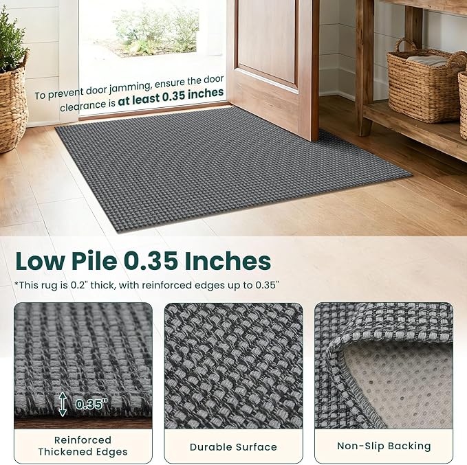 KOZYFLY Woven 3x7 Washable Kitchen Runner Rug, Non Slip Wide Runners - Image 4