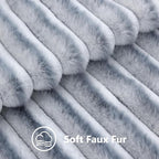 decorUhome Fall Faux Fur Throw Pillow Covers 26x26 Set of 2 Grey White | - Image 3