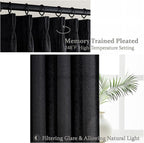 PleatedDrapes Light Filtering Black Linen 90 Inch Curtains - Image 4