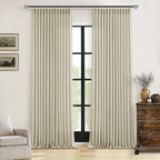 90 Inch Beige Flax Linen Curtains Pinch Pleated 2 Panels Set | Memory Training by Twodrapes