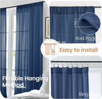 BGment Navy Blue Linen Curtains 48 Inch Length - Image 5