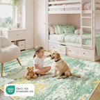9x12 Area Rug for Living Room, Abstract Washable Large Rugs, Light Green | Soft - Image 5