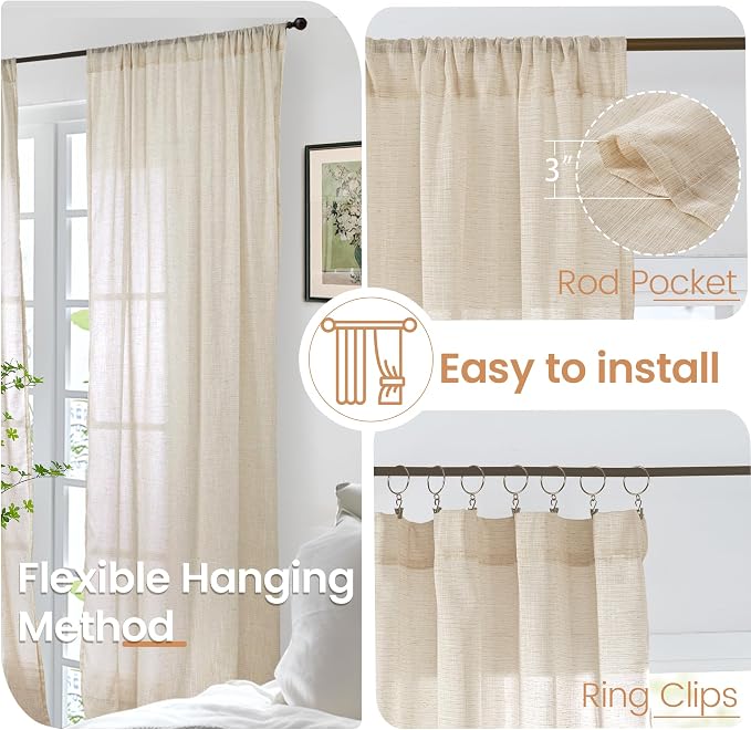 BGment Natural Linen Curtains 72 Inches Long - Image 5
